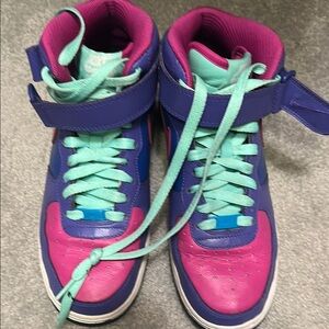Nike Pink and Blue High-Top Sneakers Air Force 1